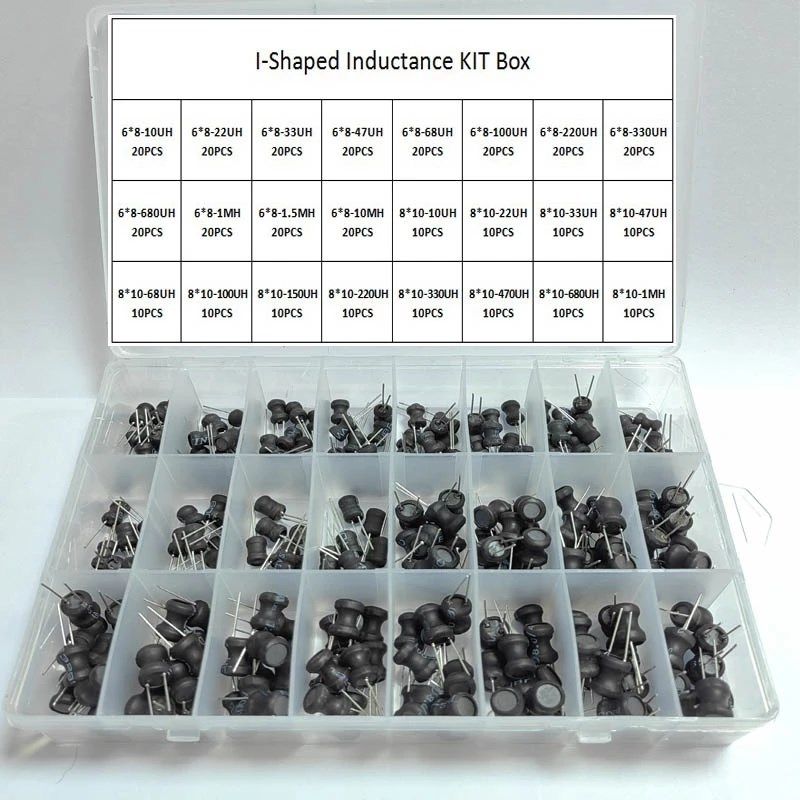 320件24种规格 8x10工字型电感 1.5uH-10m 圆柱体插件电感器套装