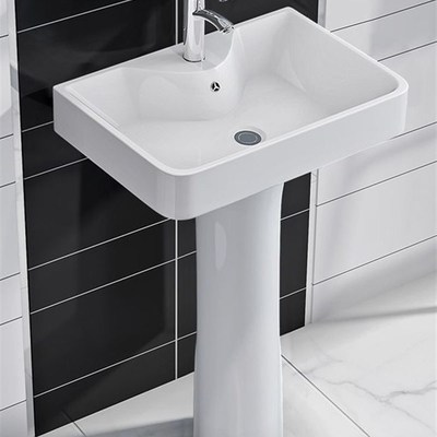 立柱洗手盆单盆大号陶瓷立柱盆洗脸盆立柱台上阳台免打孔一体式