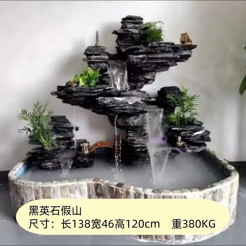 鱼池水景庭院原石摆件假山流水真石喷泉瀑布装饰造景天然阳台大型