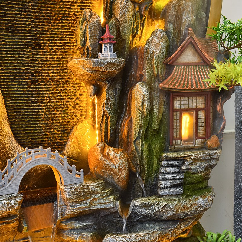 假山流水喷泉中式客厅屏风隔断落地摆件循环水造景庭院入户水幕墙