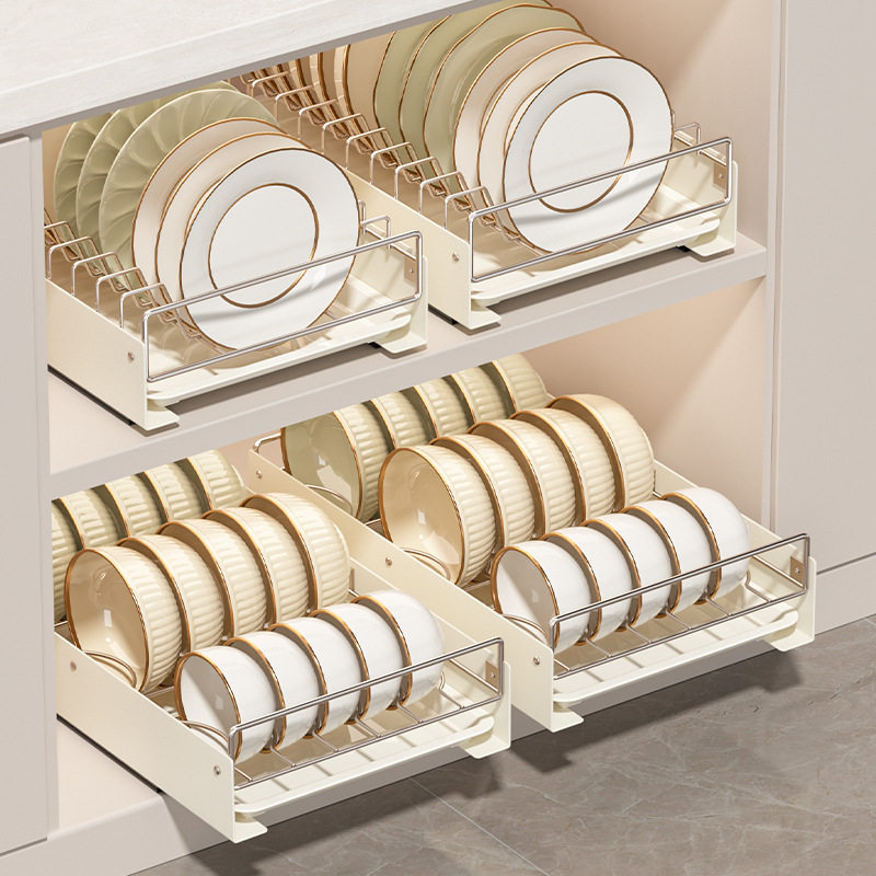 厨房不锈钢碗碟收纳架橱柜内抽拉式沥水碗架盘子置物架抽屉式拉篮,厨房/烹饪用具,碗架,淘宝优惠券,粉丝福利购,淘宝优惠卷