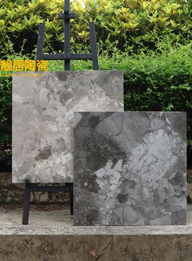 全瓷大颗粒水磨石瓷砖600X1200C阳台浴室墙砖商场工业风灰色仿古