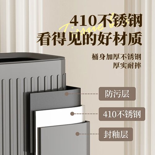 无盖垃圾桶厨房家用客厅不锈钢大容量卧室卫生间办公室用2024新款