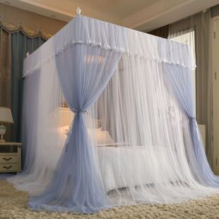 宫廷落地蚊帐三开门家用卧室1.8m床双层床幔帐纱加粗加厚支架