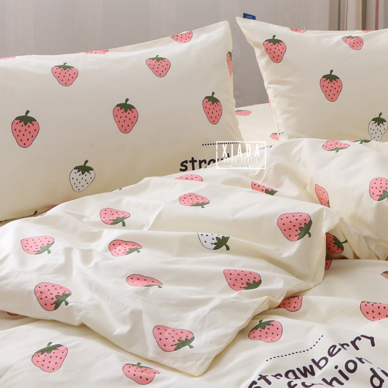 ins风被套纯棉单件1.52.0x2.31.8x2.2x2.4双人被罩全棉可爱草莓