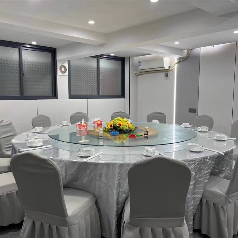 酒店大圆桌电动餐桌饭店饭厅10人15人20酒席宴会折叠台面桌椅转盘