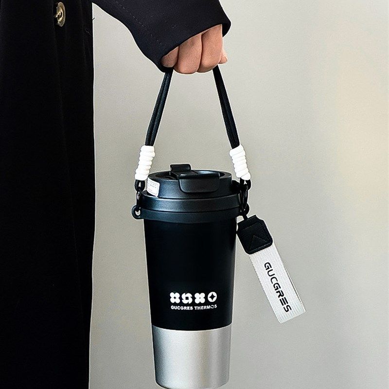 新款高颜值不锈钢咖啡杯保温杯大容量女生带背带吸管杯便携水杯,餐饮具,保冷/保温杯,淘宝优惠券,粉丝福利购,淘宝优惠卷