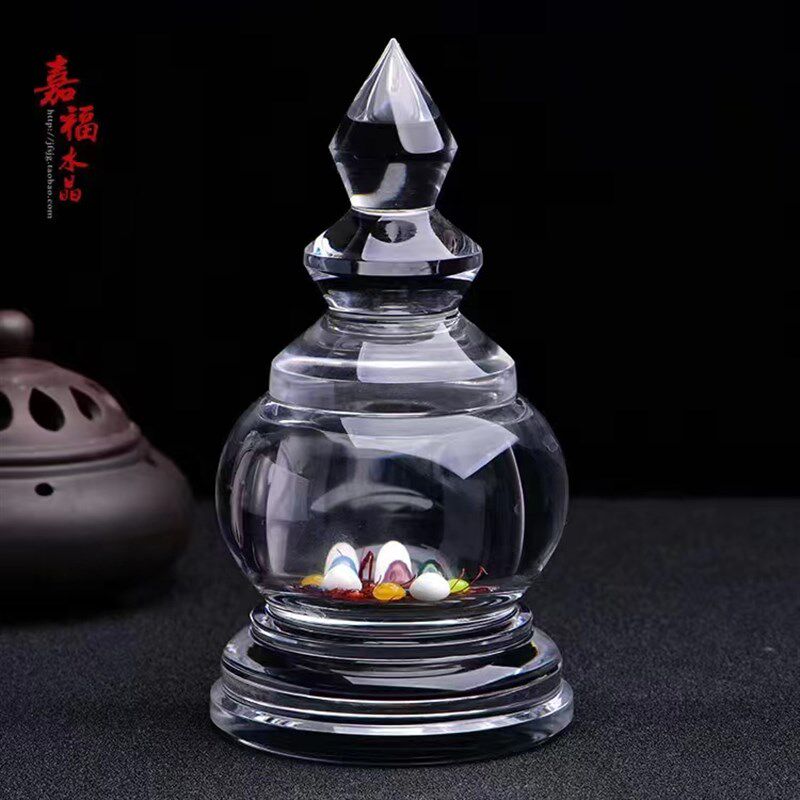 天然白水晶舍利塔 手工制作佛塔摆件装藏舍利子瓶子嘎乌盒 水晶塔