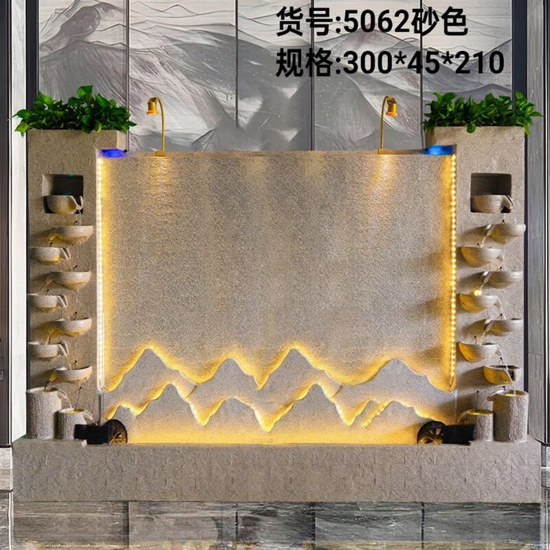 新中式流水摆件玄关造景水景墙造景庭院水幕墙公司办公室别墅摆件