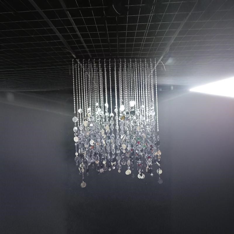新款亚克力水晶珠帘金银色亮片挂件婚庆酒店宴会厅圆片背景布置