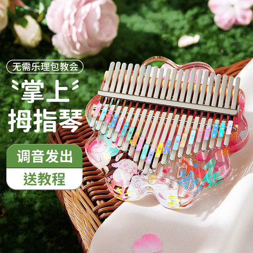 拇指琴水晶卡林巴初学者21音透明女F学生儿童冷门小乐器手指姆钢