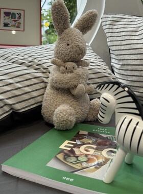 ins风极简水洗棉灰色条纹床上纯棉四件套1.5m1.8米学生三床单被套