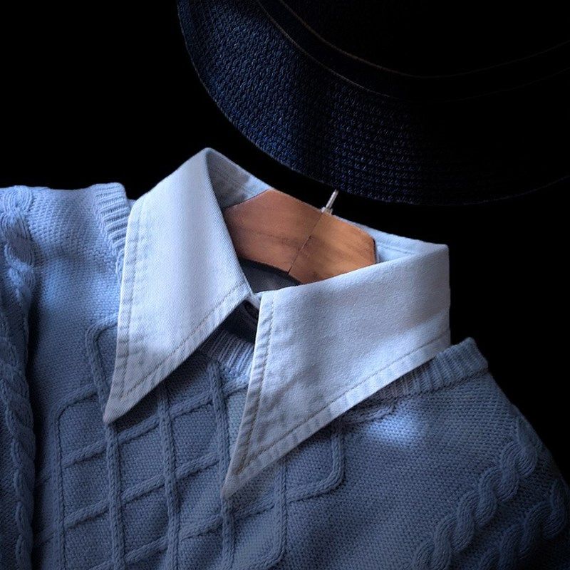 秋冬新款大尖领牛仔假领子女百搭假领假衣领装饰领假衬衫领衬衣领