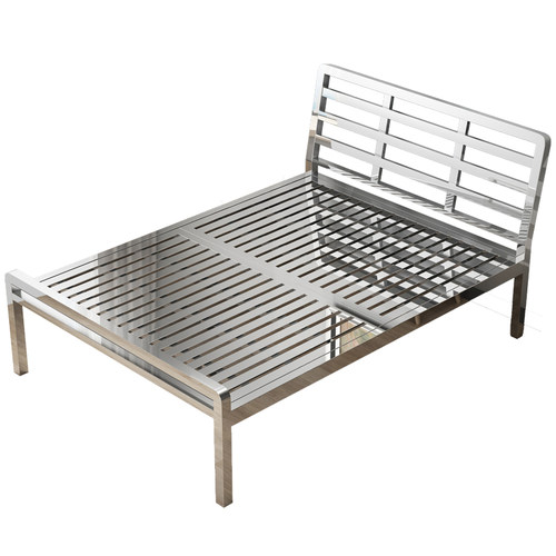 304不锈钢床头靠背1.5米1.8米加厚加粗环保现代简约铁艺双人床架