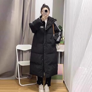 黑色羽绒棉服女冬季2024年新款韩系宽松加厚学生中长款.面包服棉