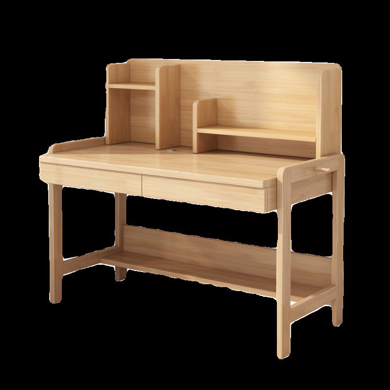 实木儿童升降学习桌带书架家用中小学生写字电脑桌小孩办公桌定制