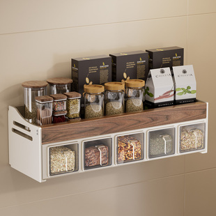 美拉德厨房置g物架壁挂墙上调料瓶调味料瓶子收纳架子多功能免打