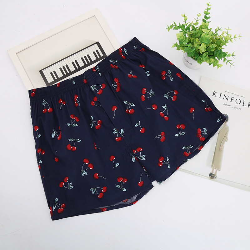 2条装阿罗裤男士纯棉内裤宽松透气加大码平角裤 青年条纹居家睡裤