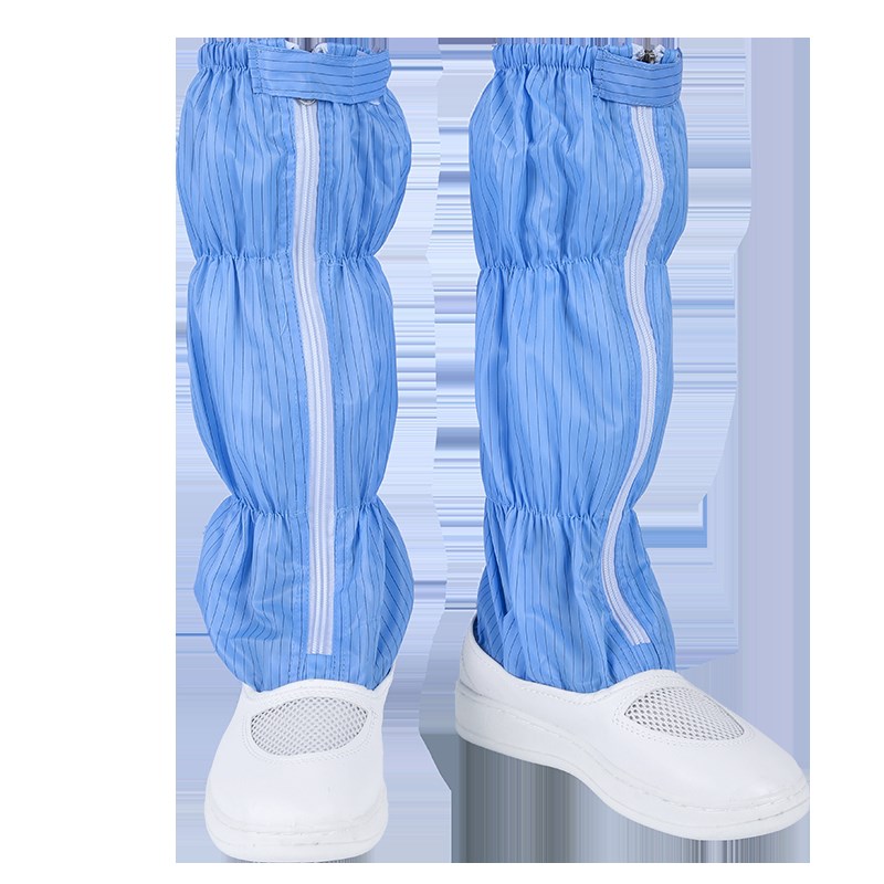 防静电高筒靴条纹筒网面PU软底筒靴防尘防护无尘靴子网格筒洁净鞋