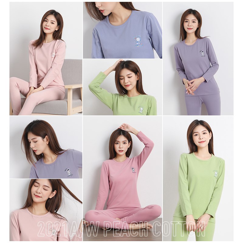 秋衣秋裤女纯棉套装打底纯棉毛衫学生少女圆领磨绒舒绒保暖内衣薄