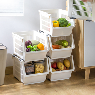 厨房蔬菜收纳篮菜篮收纳筐水果菜篮子置物M架可叠加塑料装放蔬果