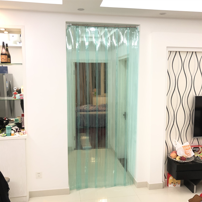 加厚门帘免打孔pvc软门帘透明隔断帘推拉式伸缩夏季挂帘子整片式