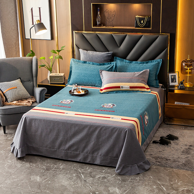 纯棉磨毛床单单件秋冬加厚床上用品全棉布女被单子单双人加大床单