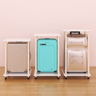 行李箱收纳架子放置旅行箱双层落地置物架K存放皮箱可移动实木托
