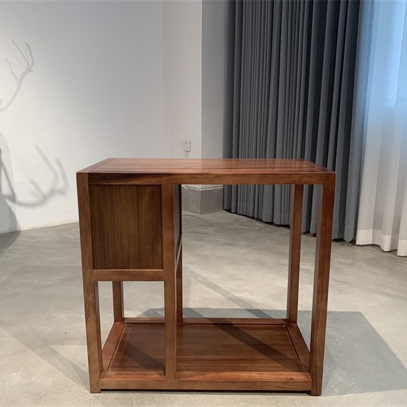 胡桃木平面双抽茶水柜料66*37*64