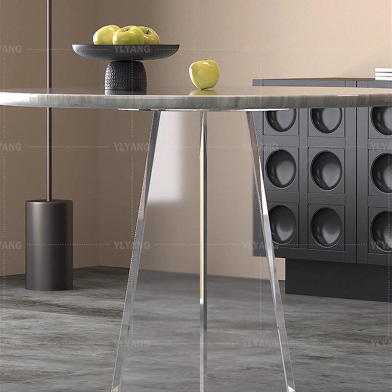 高透明十字悬浮亚克力桌腿工厂定制圆桌支撑脚架圆形岩板餐桌代发