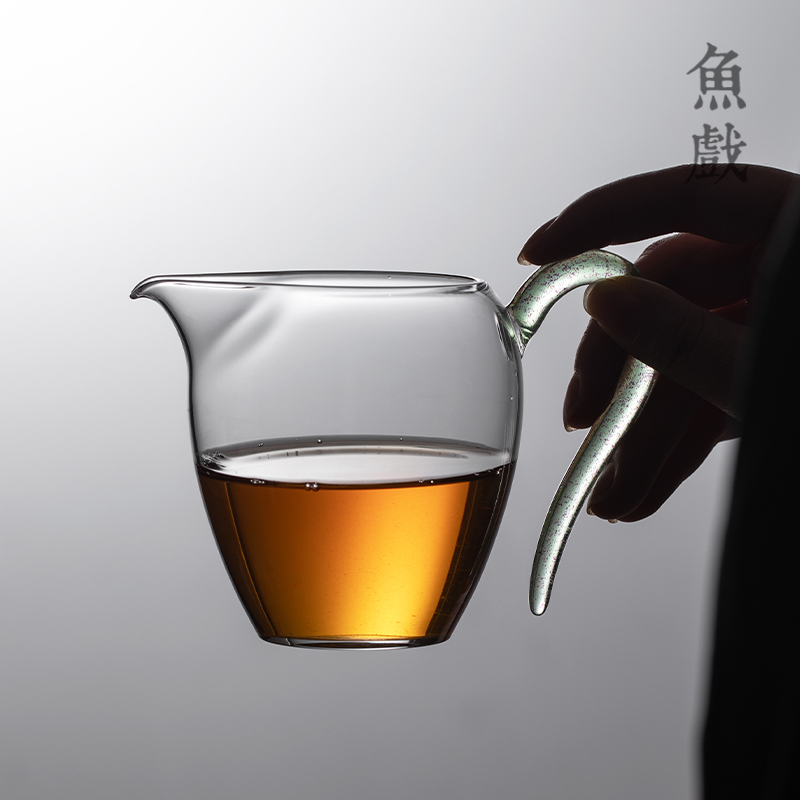 高硼硅玻璃公道杯鹰嘴耐热带把手分茶器蛋盅公杯分茶杯功夫茶具
