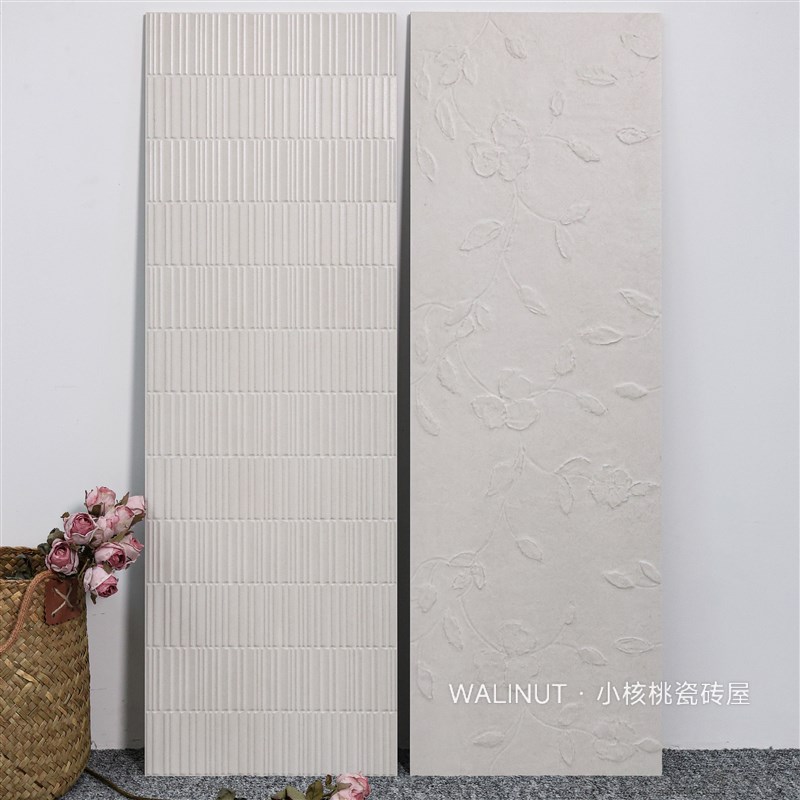 法式中古c风浮雕海基布白色瓷砖花砖浴室卫生间背景墙复古哑光墙