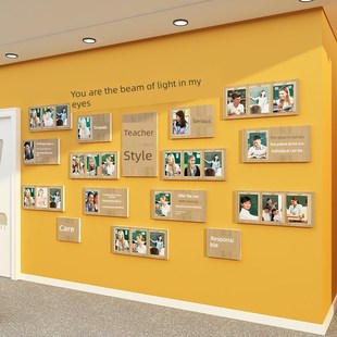教育培训机构教师简介风格展示装饰幼儿园环境创N作照片墙文化布