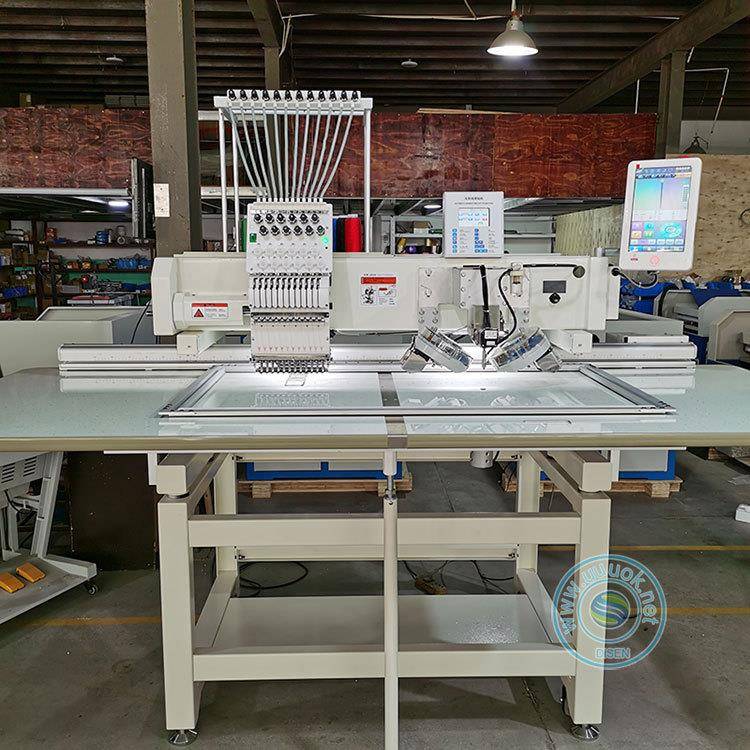 多功能1头12针电脑全自动双盘绣花点钻一体机 服装绣花烫钻机