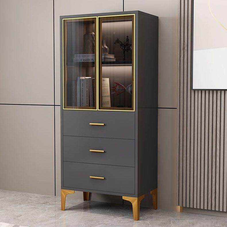 欧简约餐边柜璃客厅靠墙储物柜轻北欧展示柜多奢功式能SPC玻收纳