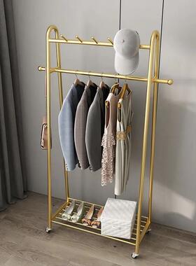 轻奢帽架落地客收厅双挂层衣架卧室55757衣服纳架子衣家用移动晾