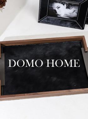 欧式木轻奢古胡复桃马毛香薰托盘首饰盘居客厅茶几家衣帽间VEU收