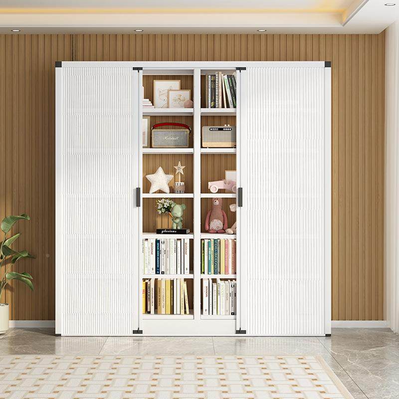 钢书架儿童蜂推拉门家用置物柜书柜防制尘收门折巢叠门多层372加