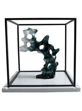 中式创意大理石底座金框架抽象树脂摆件板房书属房GD-A1622艺术装