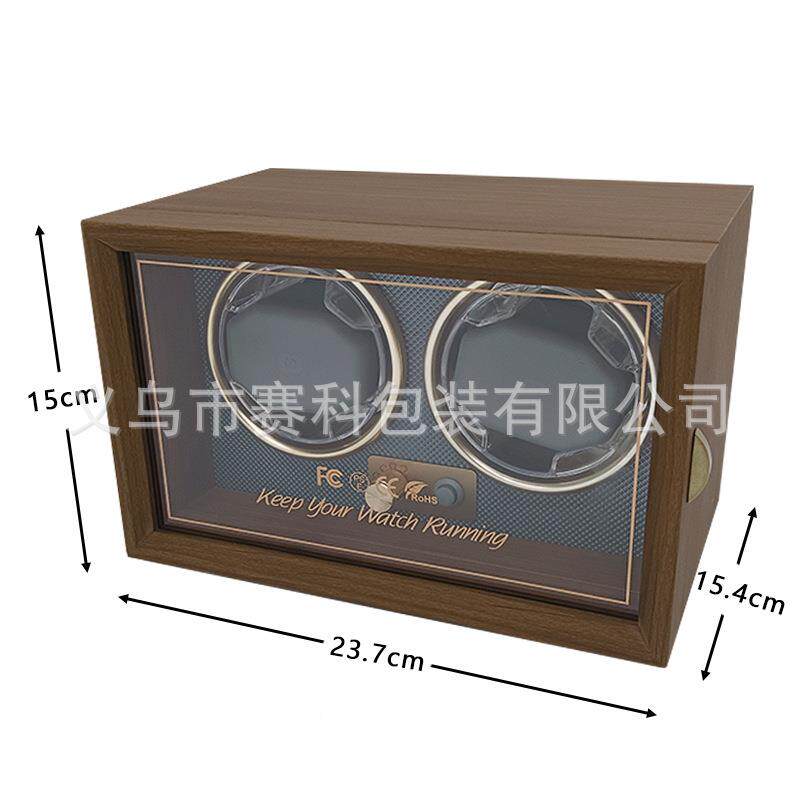 器现货黑胡动表桃木质双表位SCY电动摇表自机械上链盒
