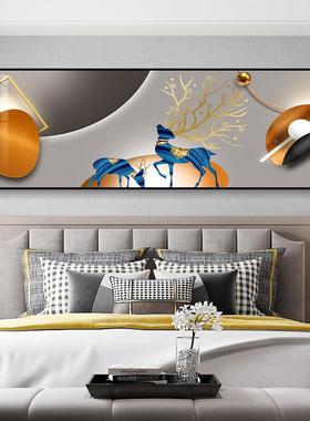 卧室卧床头饰画主挂温馨几何现代简约轻YP803020奢房间墙画面墙装