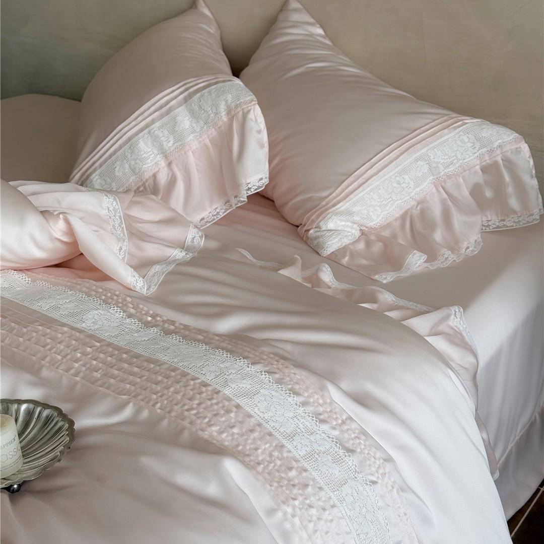 法式打褶边裸品睡花级YLS-2025丝滑凉感床兰精莱赛尔天丝四风件套