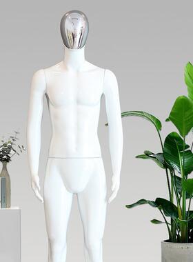 服装特店模人橱窗道具韩38808版男装模特假架男身哑全白电镀脸模