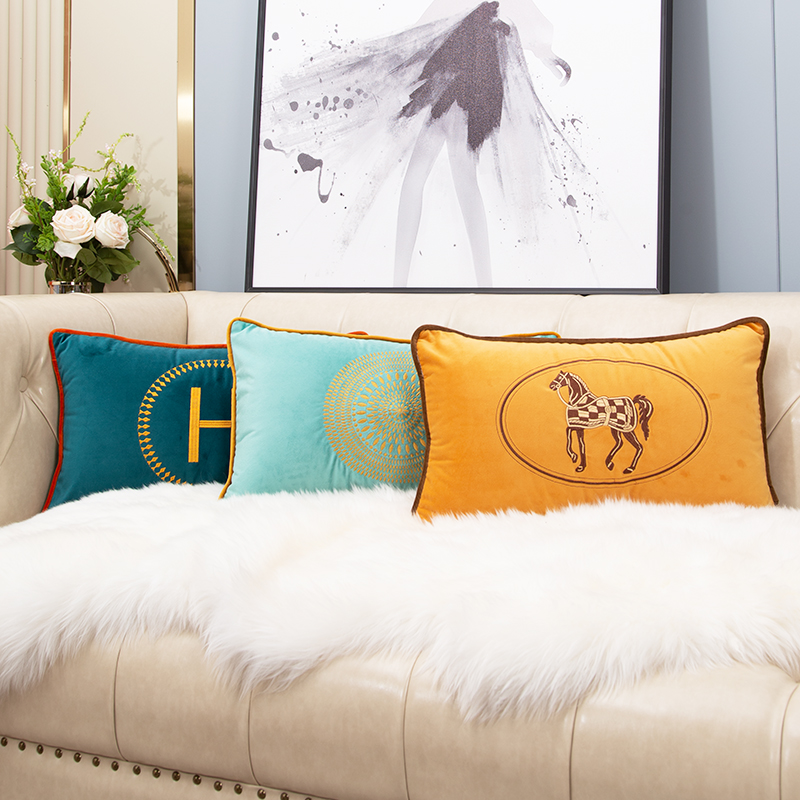 抱枕沙发靠垫汽车腰靠腰枕靠垫长方形床头M靠背垫丝感不含芯可拆