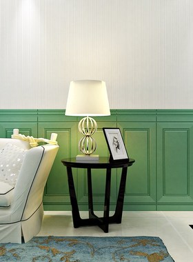 自粘3d立体泡沫墙贴防水背景墙纸装饰防J撞复古绿色墙裙护墙板壁