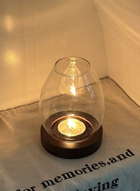 浪漫烛光晚餐蜡烛带灯罩家用香y薰烛台防风罩装饰摆件挡风罩子户