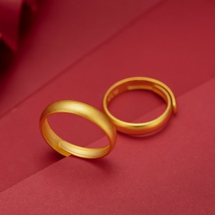 孟加拉赤金首饰沙金古法素圈磨砂戒指男女情侣开口哑W光合金可调