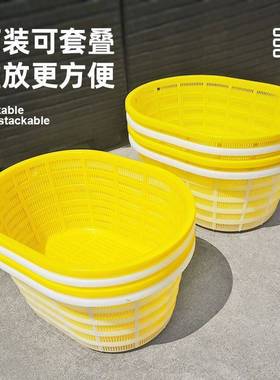 塑料筐圆形周转筐加厚椭圆形框子蔬菜水果鱼虾西瓜萝以内利密封