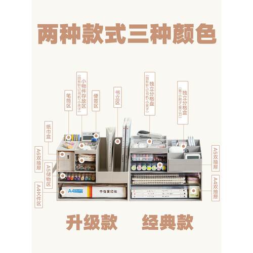 办公桌面收纳盒式屉4纸文具文件用品室杂物收纳办抽1599公置物架