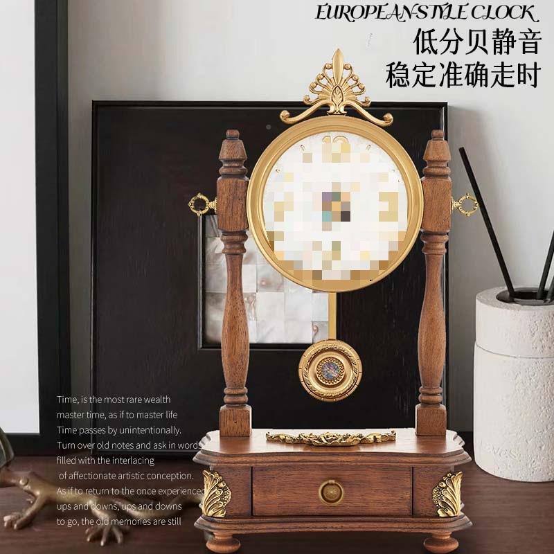中式木制座钟复古实木座钟客厅台式摆91761081桌面式钟卧室静欧音